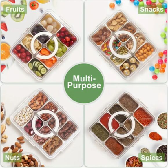 8 + 1 Compartment Food, Fridge, Craft, Office Organizer w/ Handle & Container - Picture 3 of 11